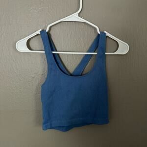 SPIRTUAL GANGSTER Blue Ribbed Key Hole Back Crop Top Size XS casual comfort